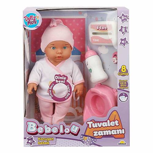 30011 Bebelou Tuvalet Zaman� Sesli Bebek Seti 35 cm -Sunman