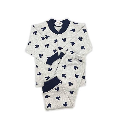 Sema Baby Mickey Mouse Bebek Pijama Takm - Gri & Lacivert 6-9 Ay
