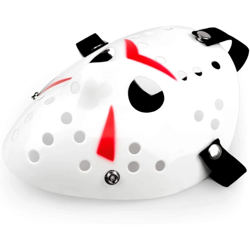 Beyaz Renk K�rm�z� �izgili Tam Y�z Hokey Jason Maskesi Hannibal Maskesi