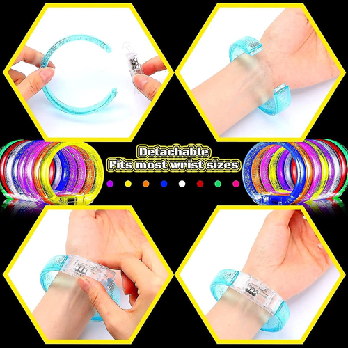 Led I��kl� Pilli I��kl� Rengarenk Kal�n Bileklik I��kl� Bilezik Kar���k Renk 1 Adet
