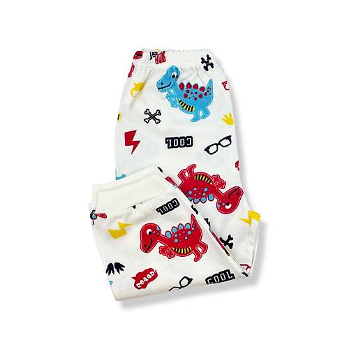 Sema Baby Sevimli Dino Bebek Pijama Takm 6-9 Ay ( Krmz - Mavi )