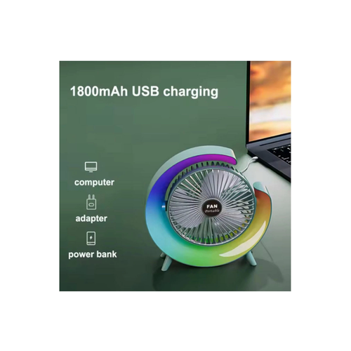Masa�st� Vantilat�r Usb �arjl� Rgb Led I��kl� 3 Kademeli 180� Ayarlanabilir So�utucu Fan Pembe