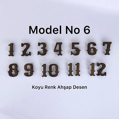 PELNCE - Ahap Kontraplak Lazer Kesim Duvar Saati Rakam Seti - Retro Model - Ykseklik 3 cm