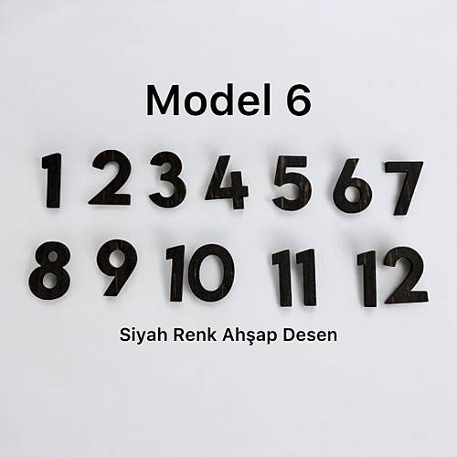 PELNCE - Ahap Kontraplak, Lazer Kesim, Duvar Saati Rakam Seti - Standart Model - Ykseklik 3 cm