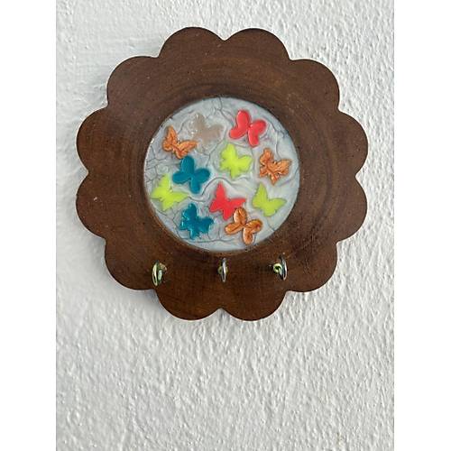PELNCE - Ar ve Uur Bcei Figrl - Epoksi Ahap Anahtar Askl (Tek rn) - ap: 18 cm