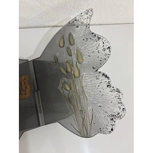 Siyah Epoksi Tavankuyruu Otlu ve Yaz Motifli Kelebek Rahle (zel Tasarm - Tek retim) - 35x31 cm