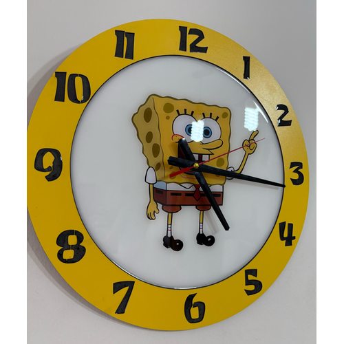 PELNCE KIDS ? Snger Bob Kare Pantolon Temal Ahap Epoksi ocuk Odas Duvar Saati - 40 cm