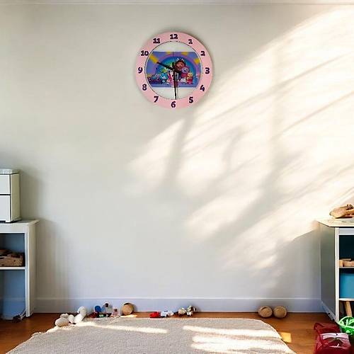 PELNCE KIDS - Gabby'nin Hayal Evi (Gabby Dollhouse) Temal ocuk Odas Duvar Saati - 40 cm