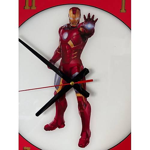 PELNCE KIDS - Iron Man (Demir Adam ) Temal Ahap ocuk Odas Duvar Saati - 40 cm