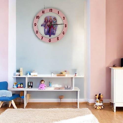 PELNCE KIDS - Barbie ve Arkadalar Temal ocuk Odas Duvar Saati - 40 cm
