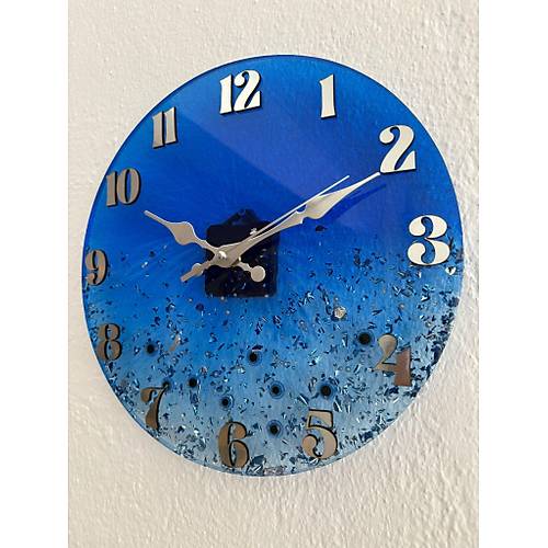 PELNCE - Nazar Boncuu Temal Epoksi Duvar Saati (zel Tasarm - Tek retim) - 30 cm