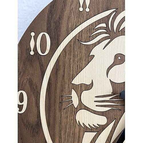 Safari Serisi - Aslan - Ahap Duvar Saati - 40 cm