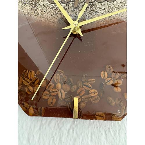 PELNCE - Kahve Kupas eklinde Epoksi Duvar Saati (zel Tasarm - Tek retim) - 27x21 cm
