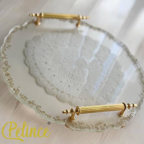 Epoksi Reine Dantelli Tepsi -  Dantelli Altn Tal - ap: 30 cm
