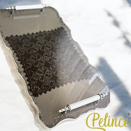Epoksi Reine Dantelli Tepsi - Siyah Dantelli Gm Tal - Eni: 21 cmBoyu: 35 cm