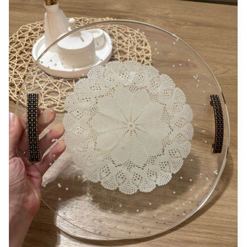 Epoksi Reine Nian Tepsisi - Dantel ve ncili - Dz Kulp - ap: 30 cm