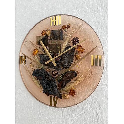 PELNCE - Doal Aa Kabuklu Epoksi Duvar Saati (zel Tasarm - Tek retim - Versiyon VII) - 30 cm