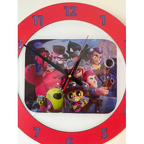 PELNCE KIDS - Brawl Stars Temal ocuk Odas Duvar Saati - 40 cm