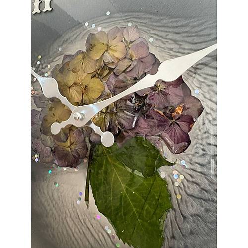 PELNCE - Ortanca enlii Serisi - Epoksi Duvar Saati - Gri Renk - 30 cm