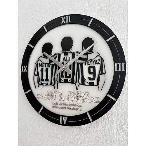 PELNCE - Sene Sanki Metin Ali Feyyaz - Taraftar Duvar Saati (Ahap & Epoksi) - 40 cm