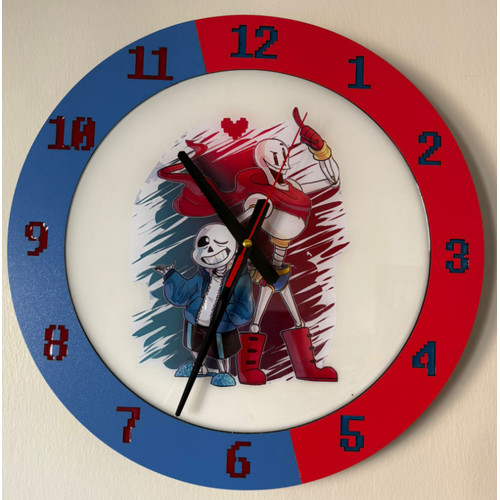 PELNCE KIDS - Undertale Sans ve Papyrus ( Papirus ) Temal ocuk Odas Duvar Saati - 40 cm