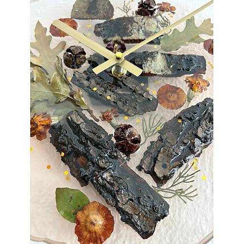 PELNCE - Doal Aa Kabuklu Epoksi Duvar Saati (zel Tasarm - Tek retim - Versiyon V) - 30 cm