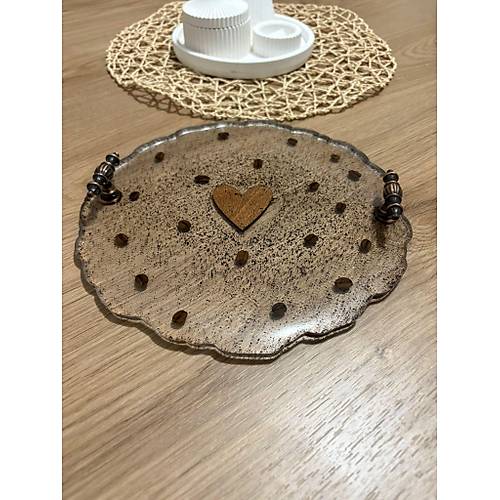 Kahve ekirdekli Epoksi Reine Tepsi - Ahap Kalpli - 25 cm