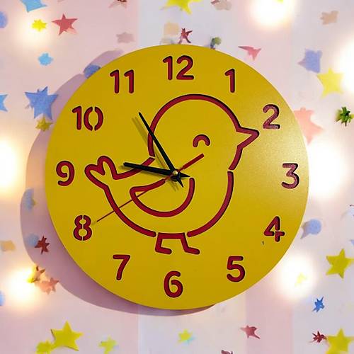 PELNCE KIDS - Civciv Temal Ahap ocuk Duvar Saati - 30 cm