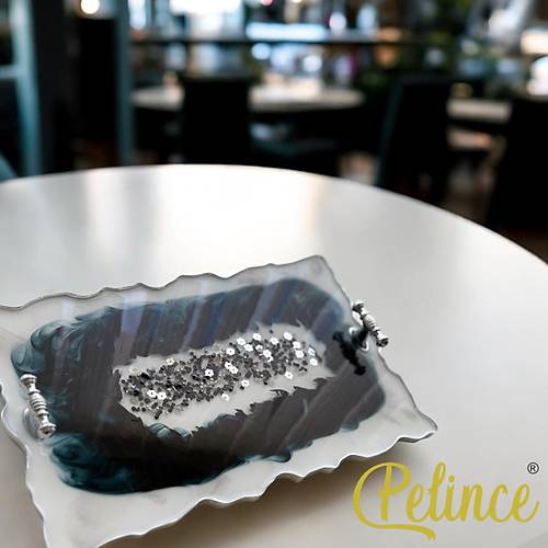 Epoksi Reine Boncuklu Tal Tepsi - Boncuklu - Eni: 18 cmBoyu: 29 cm