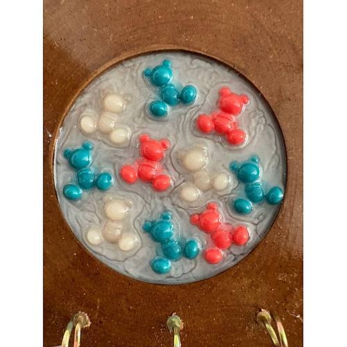 PELNCE - Renkli Ayck Figrl  - Epoksi Ahap Anahtar Askl (Tek rn) - ap: 18 cm