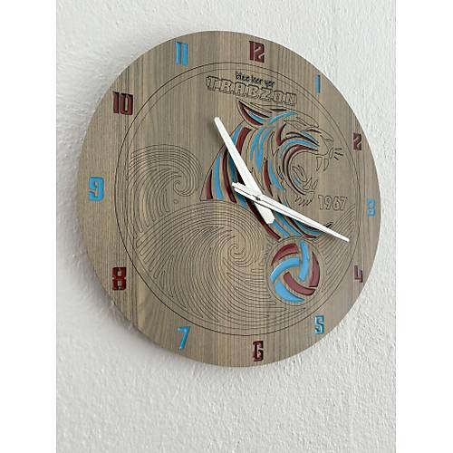 PELNCE - Trabzon Taraftar Temal Ahap Duvar Saati (Kaplan & Karadeniz Frtnas) - 40 cm