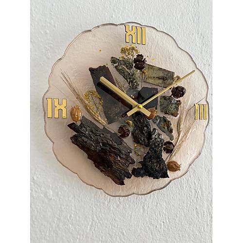 PELNCE - Doal Aa Kabuklu Epoksi Duvar Saati (zel Tasarm - Tek retim - Versiyon IV) - 30 cm