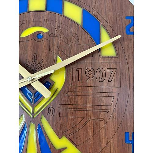 PELNCE - Kanarya Motifli Taraftar Duvar Saati (zel Ahap & Epoksi Tasarm) - 40 cm