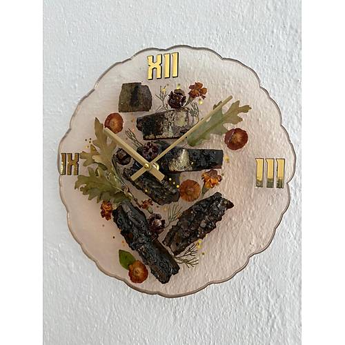 PELNCE - Doal Aa Kabuklu Epoksi Duvar Saati (zel Tasarm - Tek retim - Versiyon V) - 30 cm