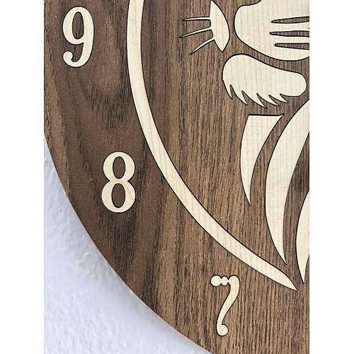 Safari Serisi - Aslan - Ahap Duvar Saati - 40 cm