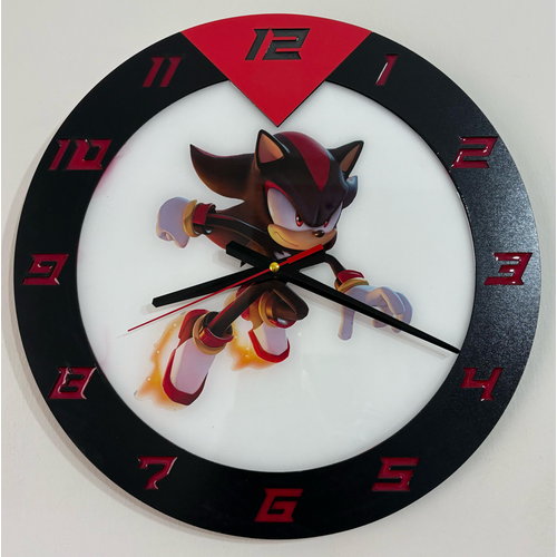 Shadow the Hedgehog Duvar Saati - Sonic 3 Film Tasarm - Ahap Lazer Kesim Epoksi - 40 cm - Pelince Kids