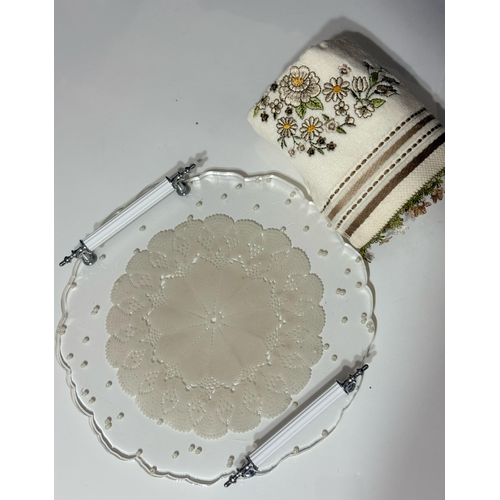 Epoksi Reine Dantelli Tepsi - Dantelli ncili - ap: 25 cm