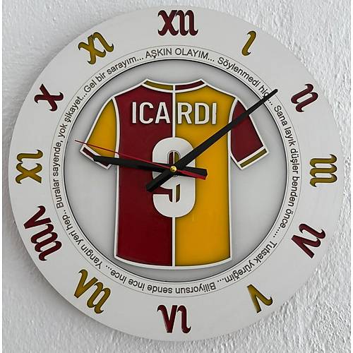 PELNCE - Icardi Akn Olaym - Taraftar Duvar Saati (Ahap & Epoksi) - 40 cm