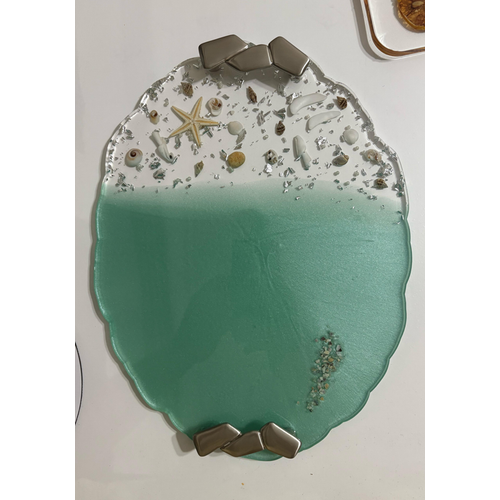 Epoksi Reine Tepsi - Denizin Ruhu 02  - Ebat 25 cm x 32 cm
