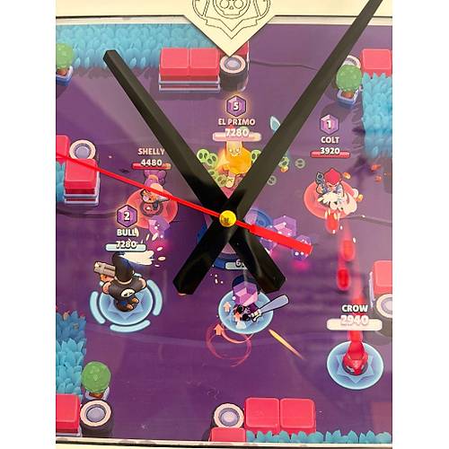 PELNCE KIDS - Brawl Stars Ekran Temal - ocuk Odas Duvar Saati - 40 cm (Ahap ve  Epoksi)