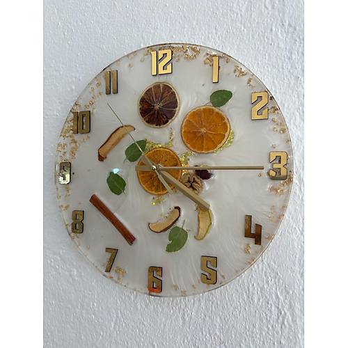 PELNCE - Narenciye ve Meyve Temal Epoksi Mutfak Duvar Saati - Beyaz III - 30 cm