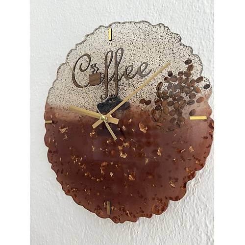 PELNCE - Coffee (Kahve) Temal Epoksi Duvar Saati (zel Tasarm - Tek retim) - 30 cm