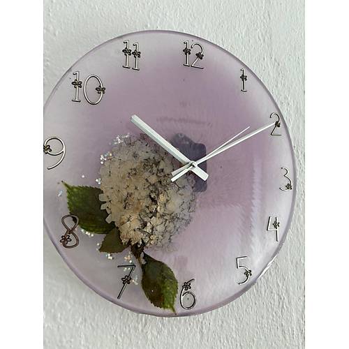 PELNCE - Ortanca enlii Serisi Epoksi Duvar Saati - Mor Renk - Gm Rakam - 30 cm
