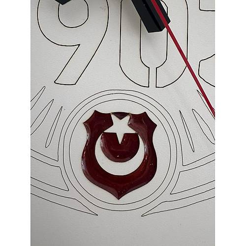 PELNCE - Kara Kartal You Will Never Alone 1903 - Taraftar Duvar Saati (Ahap & Epoksi) - 40 cm