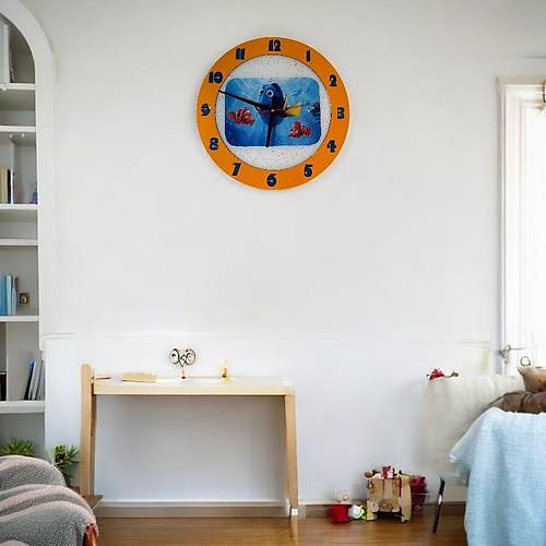 PELNCE KIDS - Finding Nemo & Dory ( Kayp Balk Nemo ) Temal ocuk Odas Duvar Saati - 40 cm