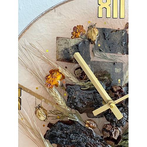 PELNCE - Doal Aa Kabuklu Epoksi Duvar Saati (zel Tasarm - Tek retim - Versiyon VII) - 30 cm