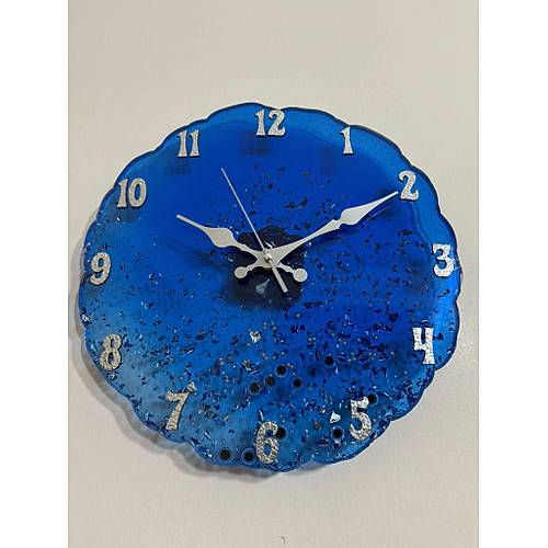 PELNCE - Epoksi Duvar Saati - Mavi Nazar Boncuklu - Gm Varakl - 30 cm