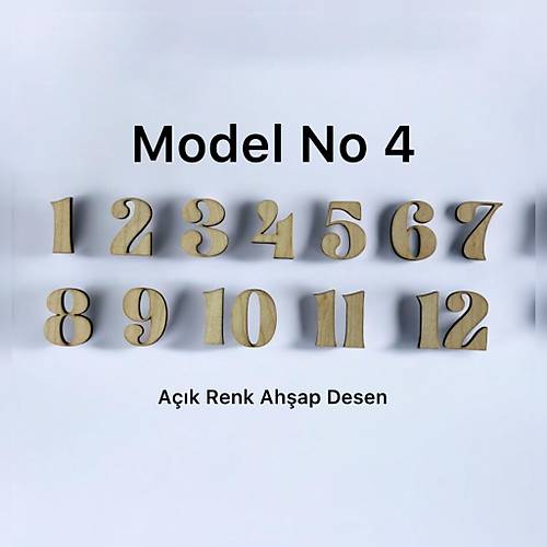 PELNCE - Ahap Kontraplak Lazer Kesim Duvar Saati Rakam Seti - Klasik Model - Ykseklik 3 cm