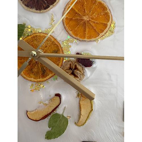 PELNCE - Narenciye ve Meyve Temal Epoksi Mutfak Duvar Saati - Beyaz III - 30 cm