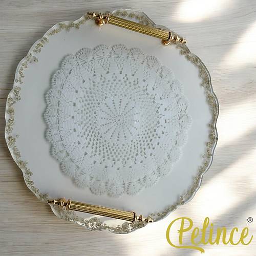 Epoksi Reine Dantelli Tepsi -  Dantelli Altn Tal - ap: 30 cm